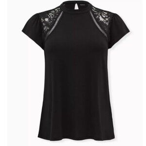 Torrid Studio Crepe Jersey Mock Neck Lace Inset Top NWT size 4x
